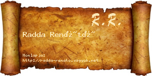 Radda Renátó névjegykártya